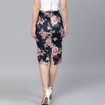 Navy Blue &amp; Pink Printed Pencil Skirt